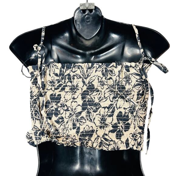 American Eagle Twisted Floral Crop Top Stretch Strappy - S - Picture 2 of 3